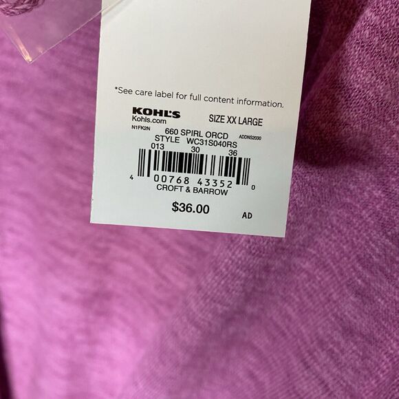 New Croft & Barrow Pink Orchid Open Front Knit Lightweight Cardigan Women’s XXL - Picture 3 of 9